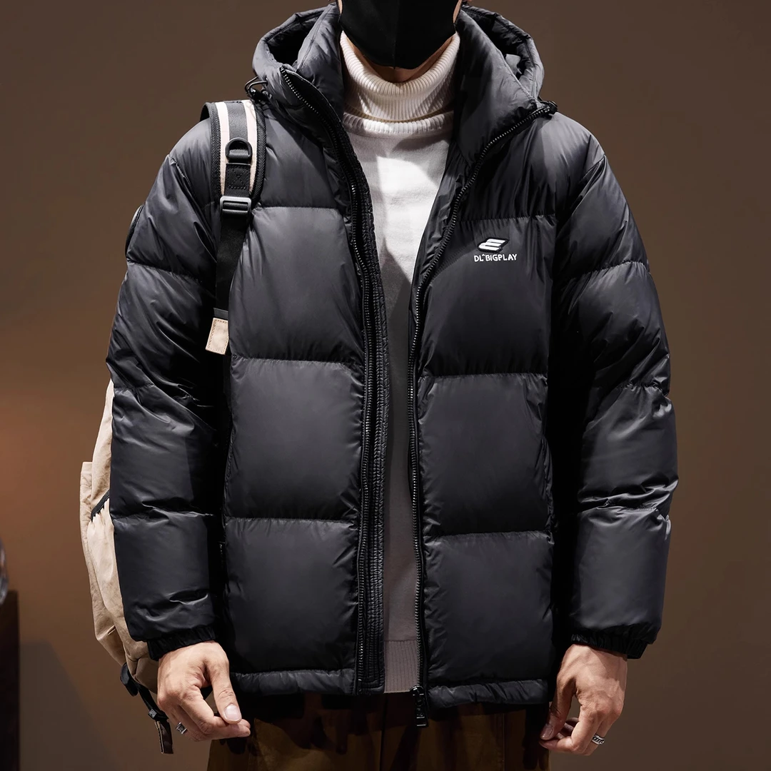 90%绒子含量高充绒鸭绒羽绒服男2025秋冬季保暖连帽面包服外套男