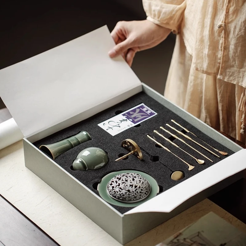 【观闻香事】炉瓶三事/青瓷/配赠：桃花香【笑春风】香粉20克