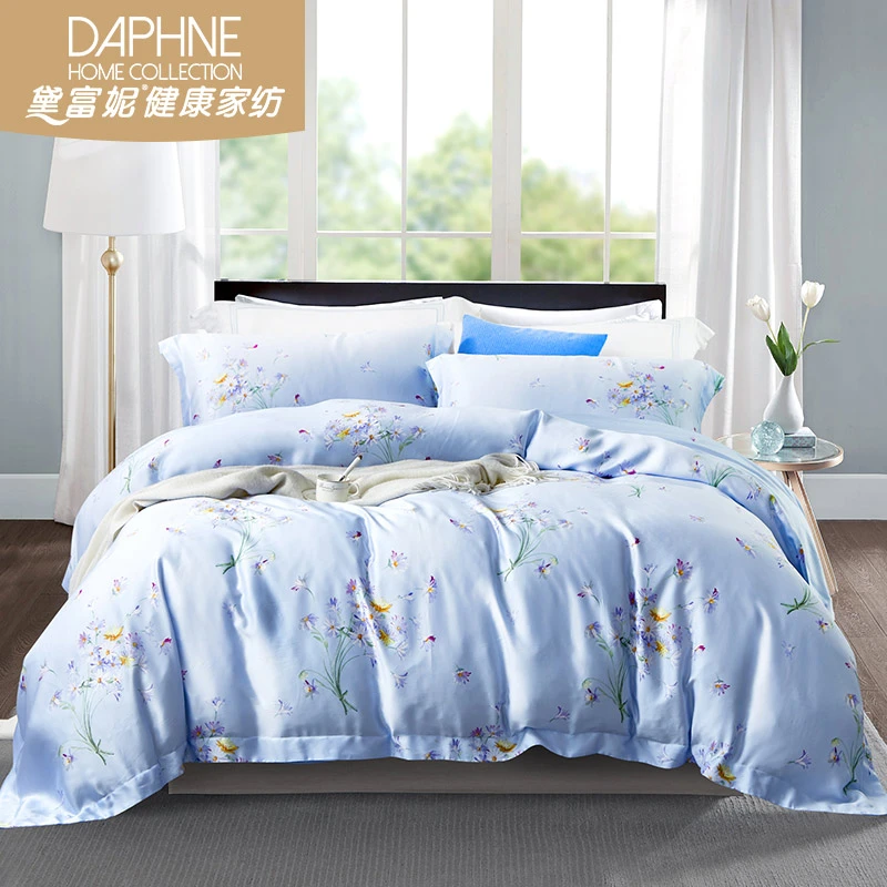 黛富妮若兰小清新印花小碎花丝滑床笠四件套