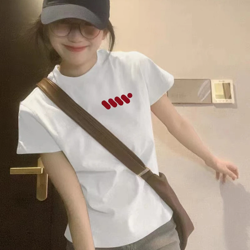 白色正肩短袖2025夏季新款爆款t恤女ins潮欧货洋气体恤衫棉上衣
