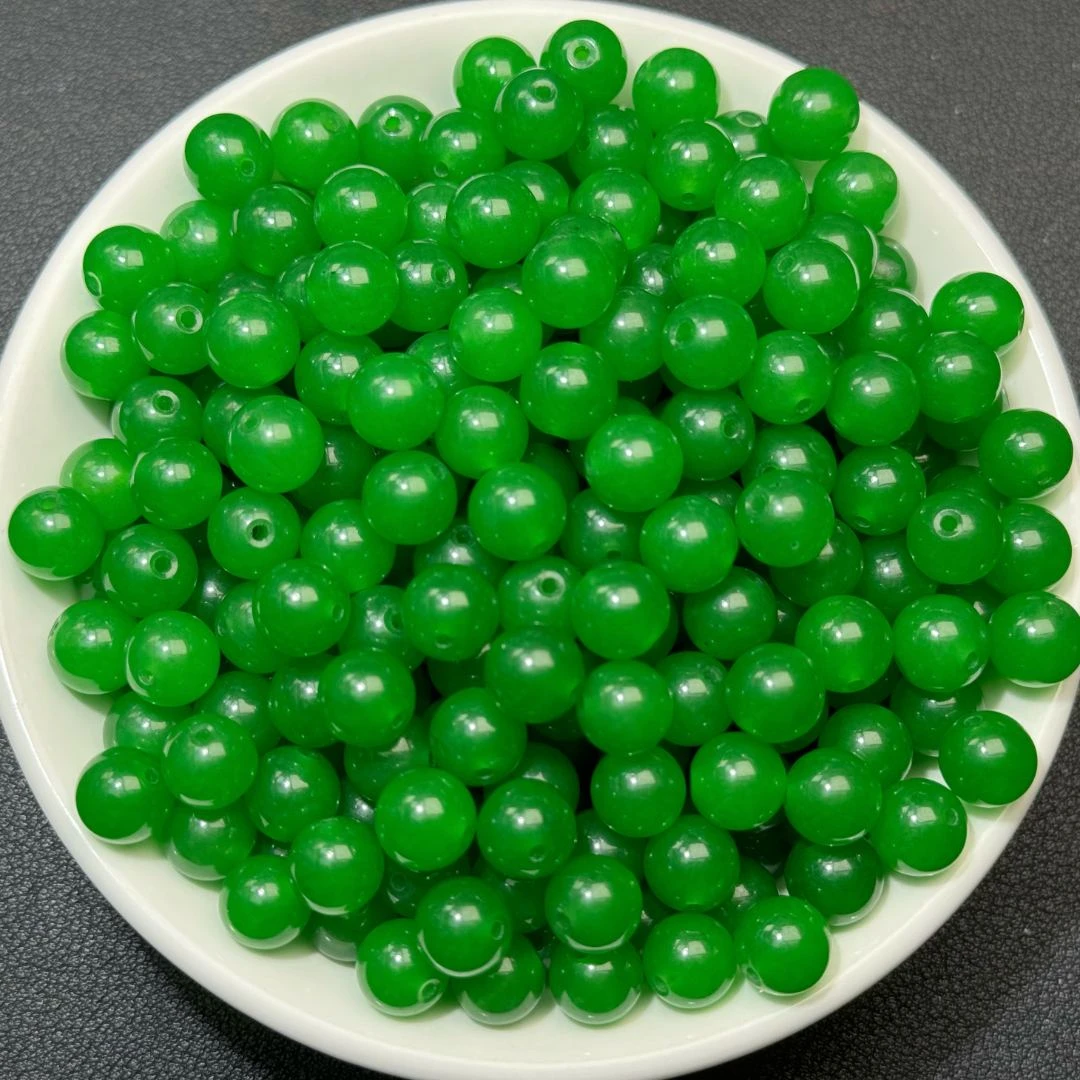 散珠天然冰阳绿8mm 50颗（赠弹力绳）Z015