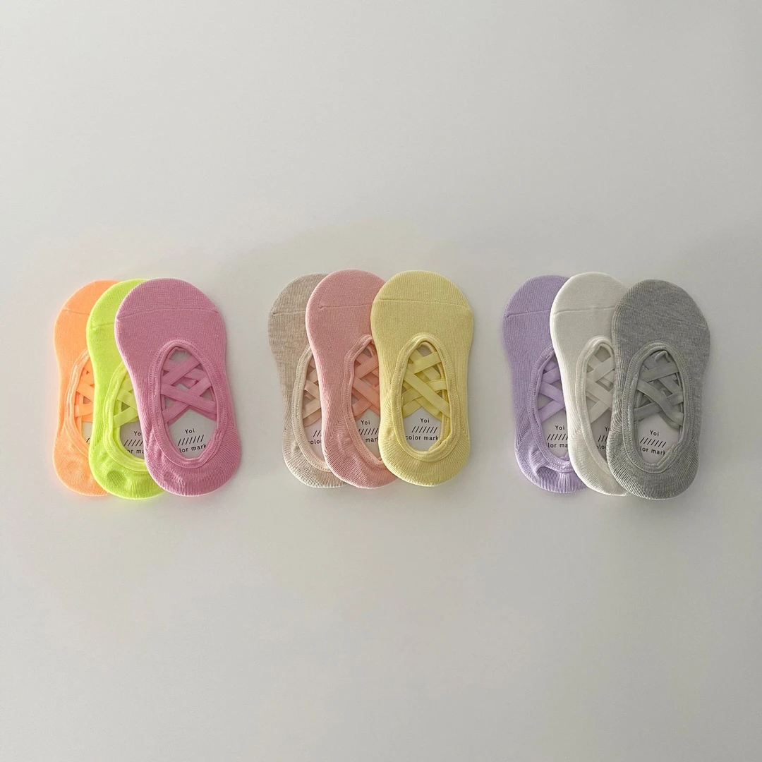 2025夏季儿童女纯色船袜潮款糖果色棉袜短袜-绑带船袜袜子夏天