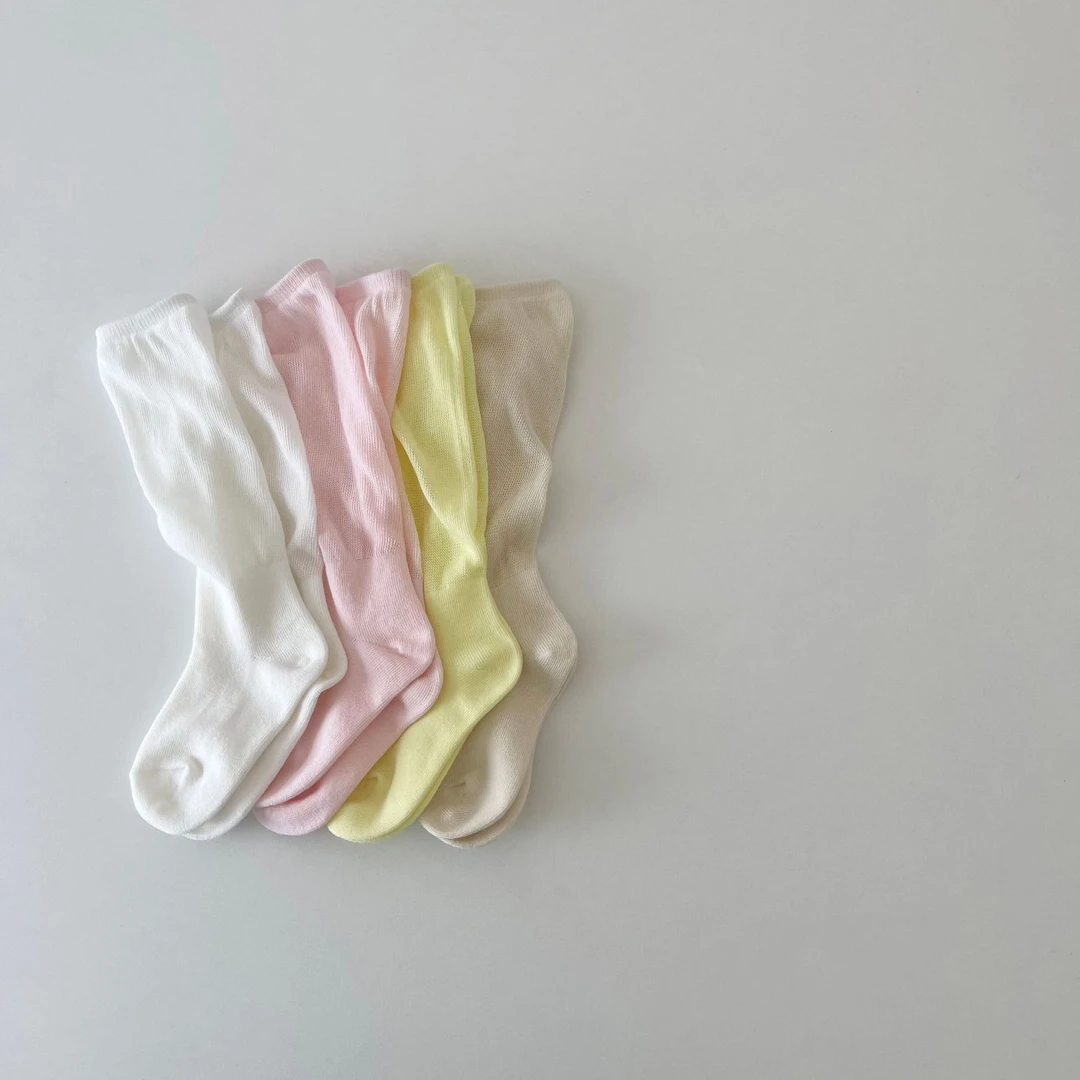 2025春夏纯色袜子儿童棉袜女童韩版ins半筒袜夏季中筒-平板薄款