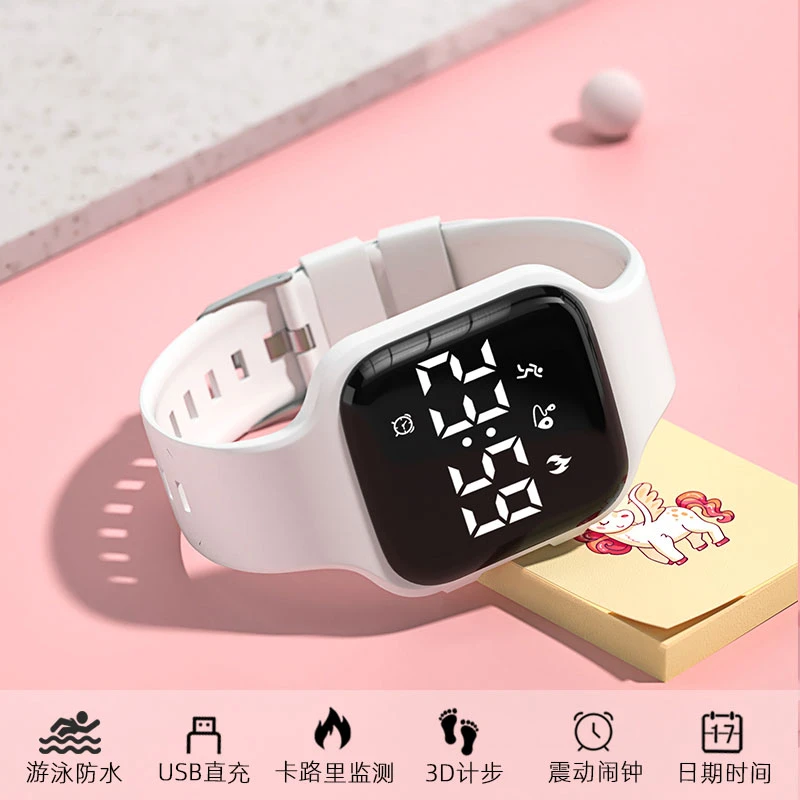 儿童手表简约学生专用新款防水运动初中生女孩电子表静音闹钟男孩