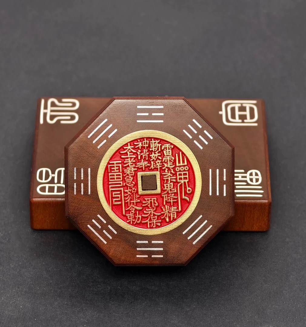 雷击枣木银丝手工镶嵌挂件小山花11