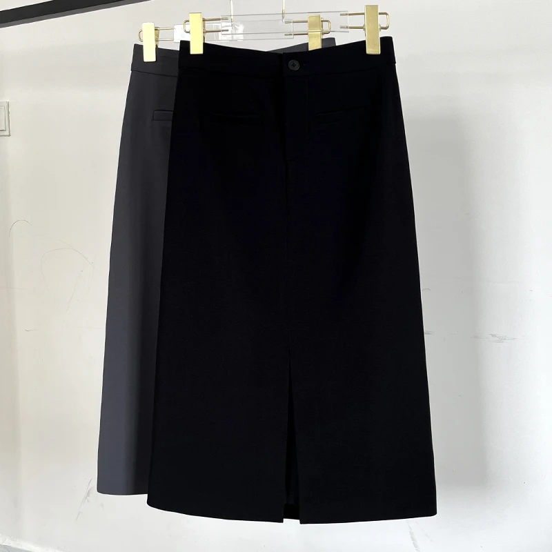 【前开叉】西装裙设计感小众中长款女夏显瘦工装长裙a字半身裙23201