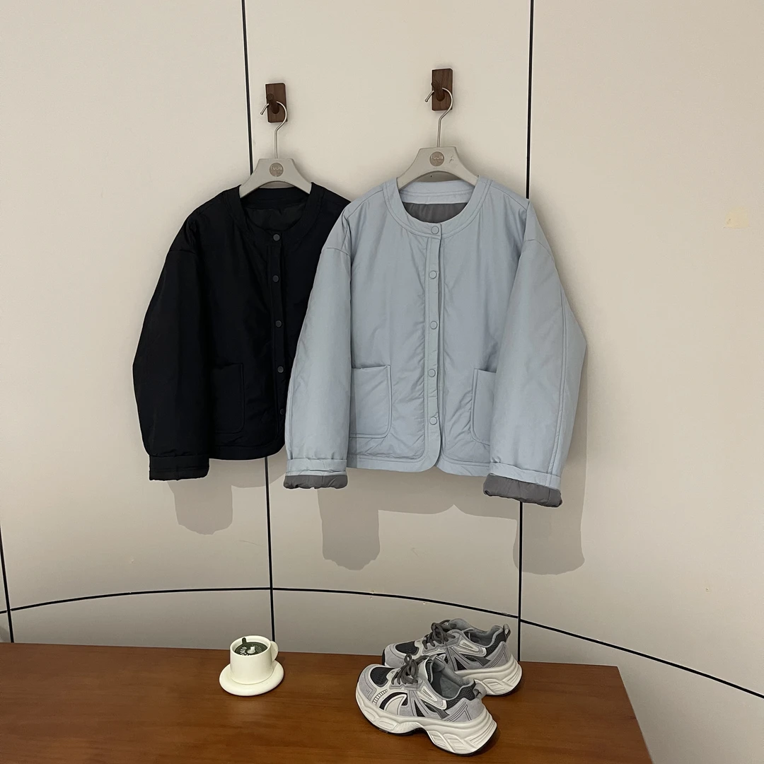 FUJIA STYLE新款气质休闲韩版简约长袖双口袋棉服8959B