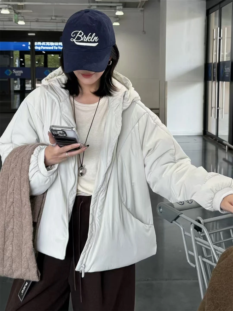 FUJIA STYLE新款气质休闲韩版简约连帽长袖纯色棉服MY1027