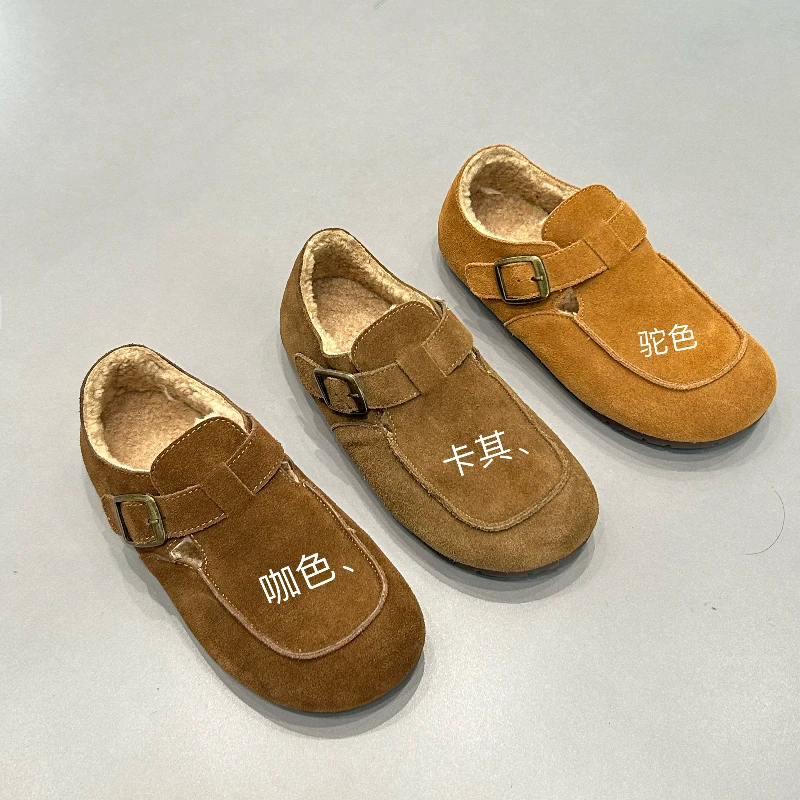 爱丽家新款纯色厚底舒适加绒毛毛保暖单鞋A0800