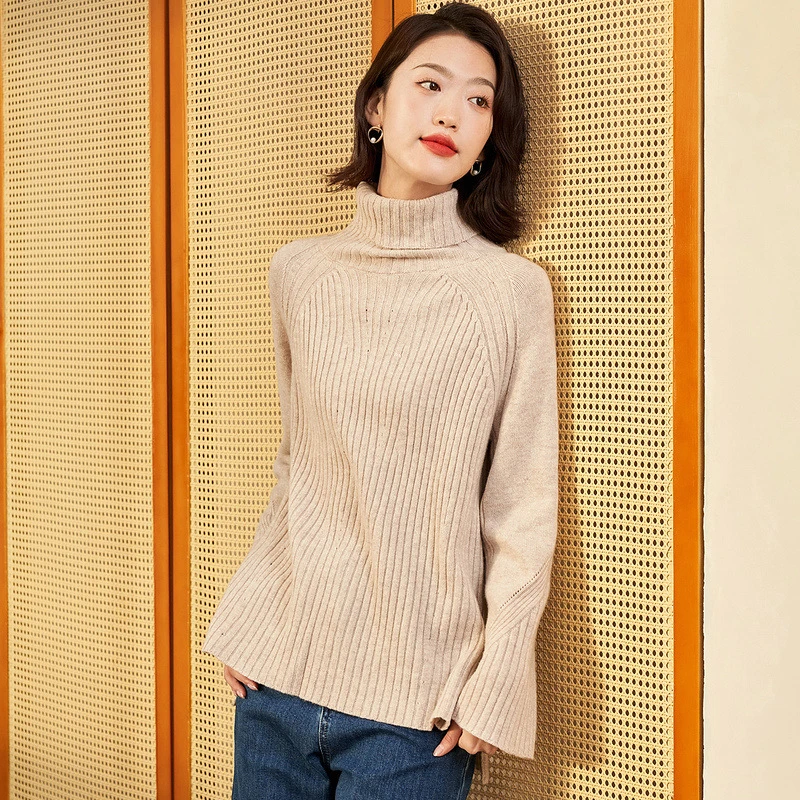 布景毛衣女冬季高领纯色前短后长针织套头衫BW04TH2006