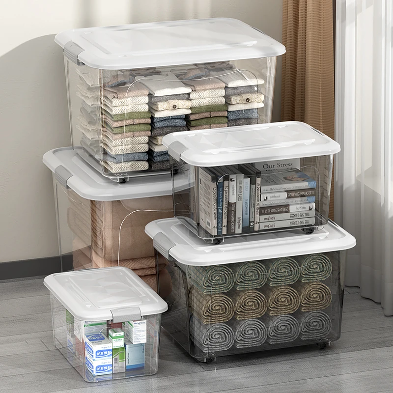 加厚透明巨无霸收纳箱家用特大号防水储物箱大容量换季被子整理箱