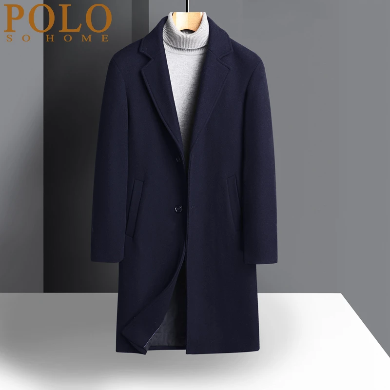 保罗冬季男士毛呢大衣长款加厚过膝高档羊绒风衣商务羊毛呢子外套