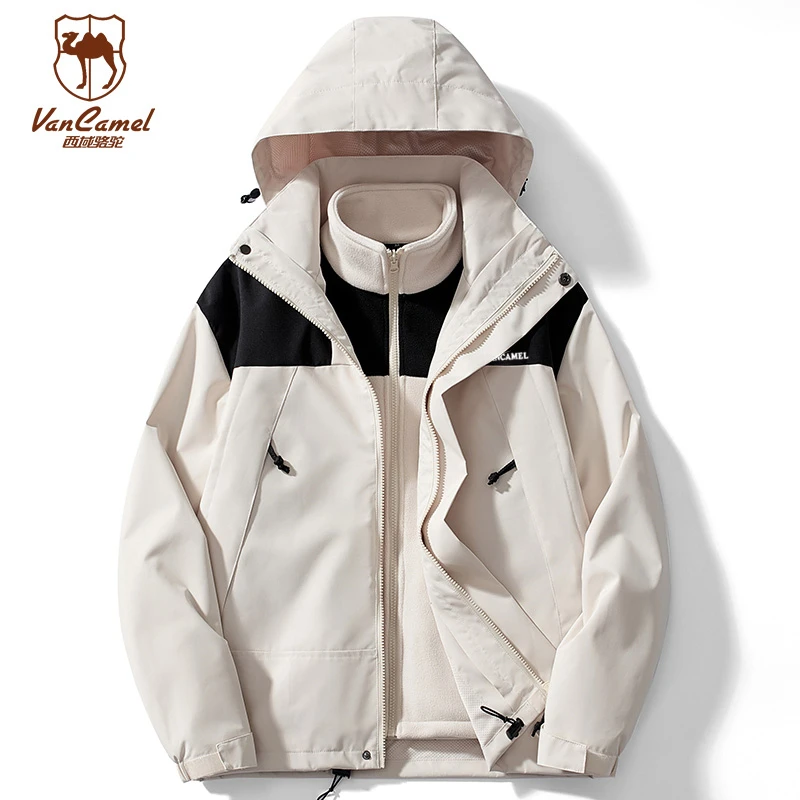 VANCAMEL/西域骆驼户外情侣款三合一夹克内胆可拆防寒外套23658-B