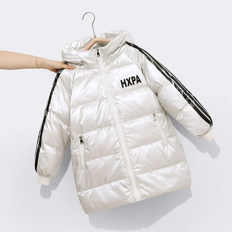 波司豋冬季儿童中长款羽绒服免洗连帽羽绒外套男女童过膝羽绒服加