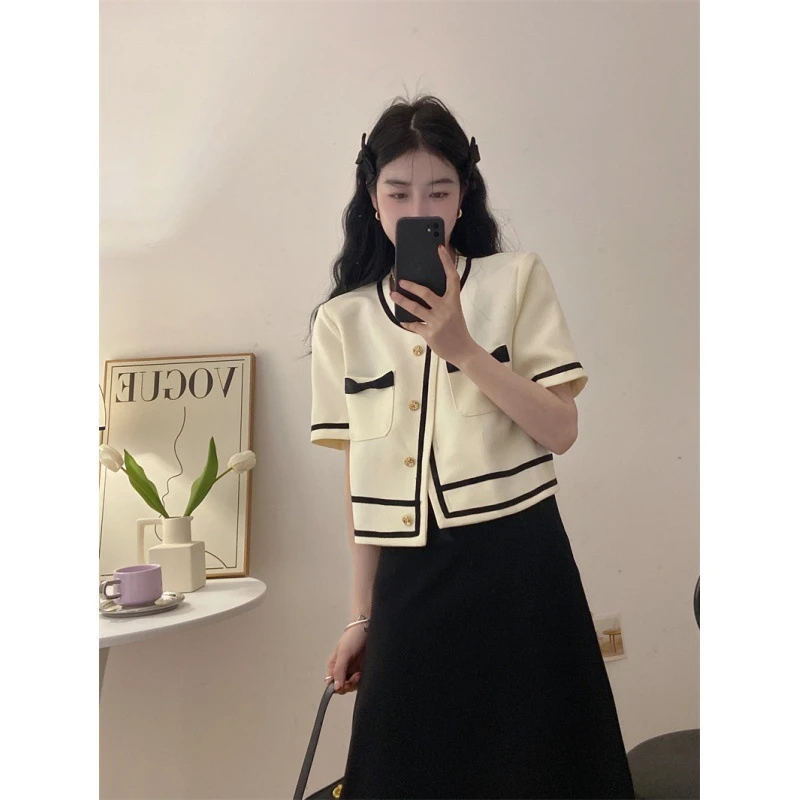 小香哺乳衣套装外套连衣裙两件套法式小众设计感月子服喂奶裙子潮