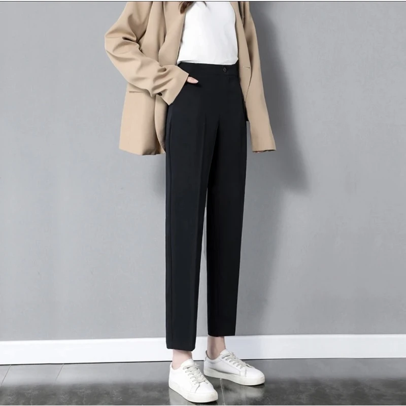 2025款哈伦烟管裤女春夏新款九分百搭裤子宽松显瘦休闲萝卜裤