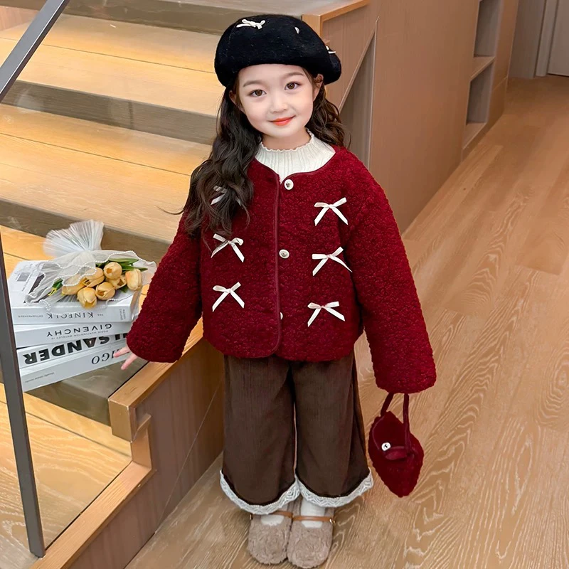 【新款套装】毛呢秋冬加绒保暖小香风洋气女童女宝套装休闲风套装