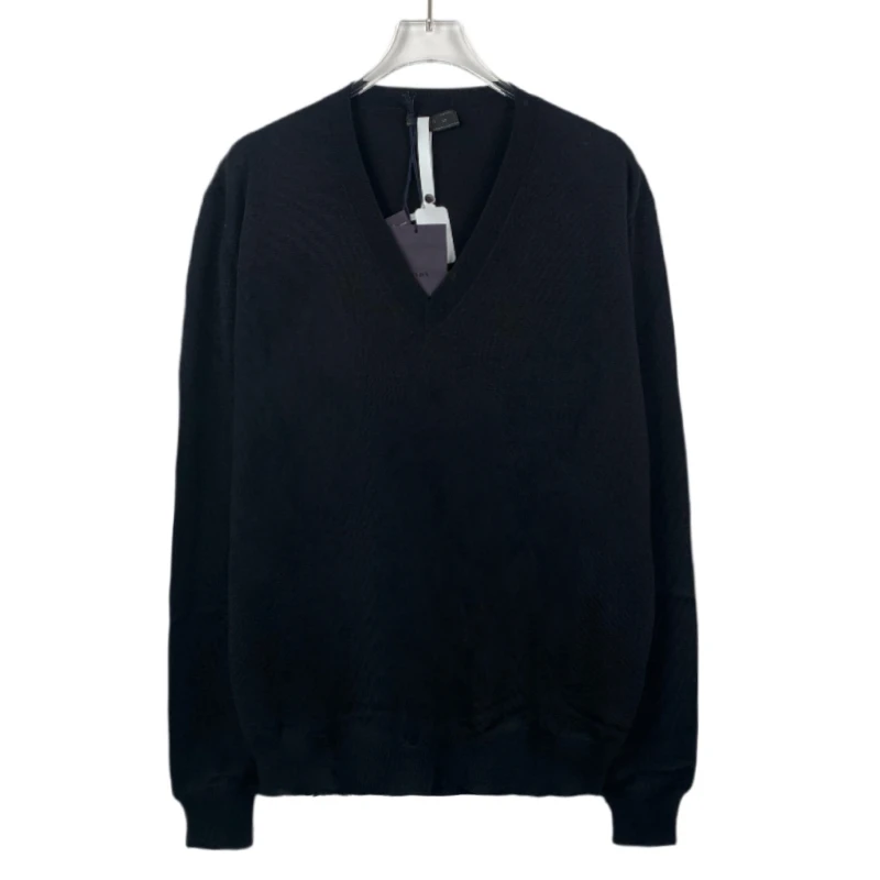 全新 009778 Prada 普拉达 V领黑色羊毛长袖针织衫 50 L码