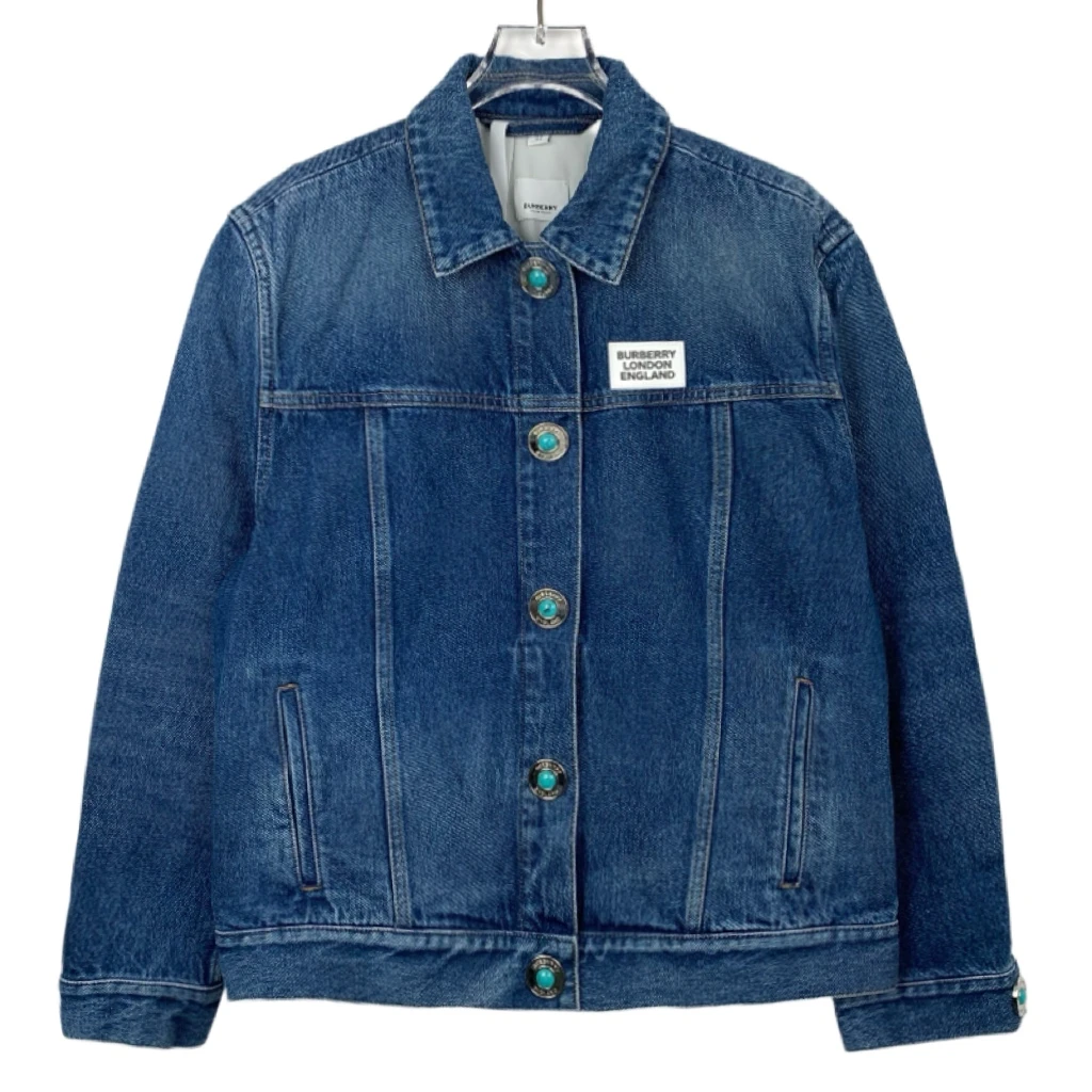 99新 010248 Burberry 博柏利 徽标贴饰宝石纽扣牛仔外套 42码