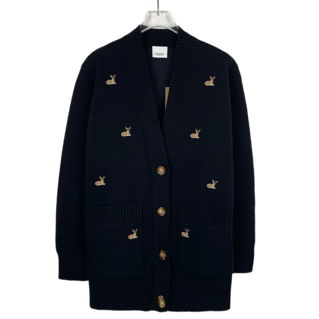 全新 XH 012851 7.5k Burberry 小鹿刺绣绵羊毛针织开衫外套 XS码