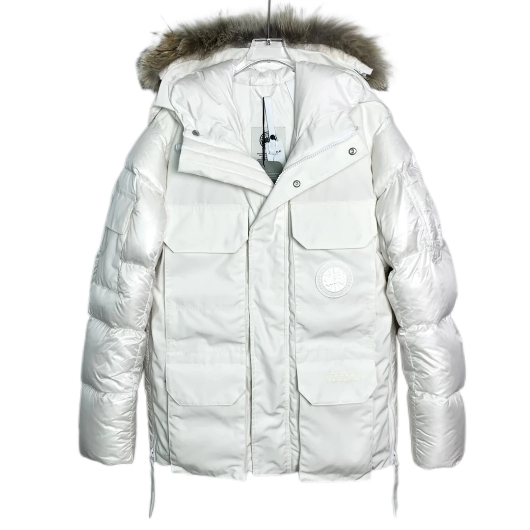 全新 008471 Canada Goose 加拿大鹅 连帽毛领羽绒服 白色 S码