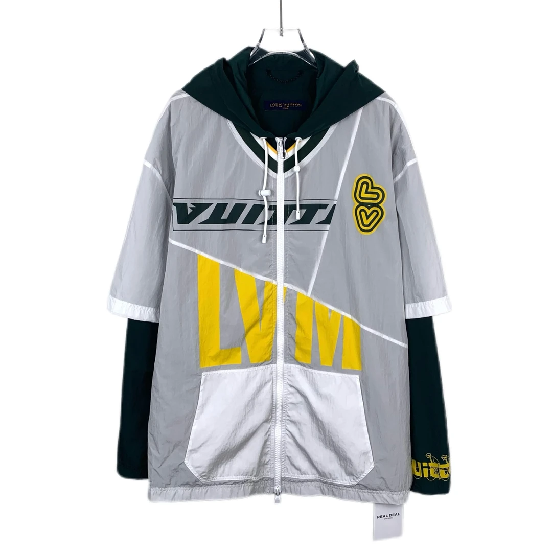 LV路易威登 22款 1854系列 logo印花假两件拼色拉链夹克外套