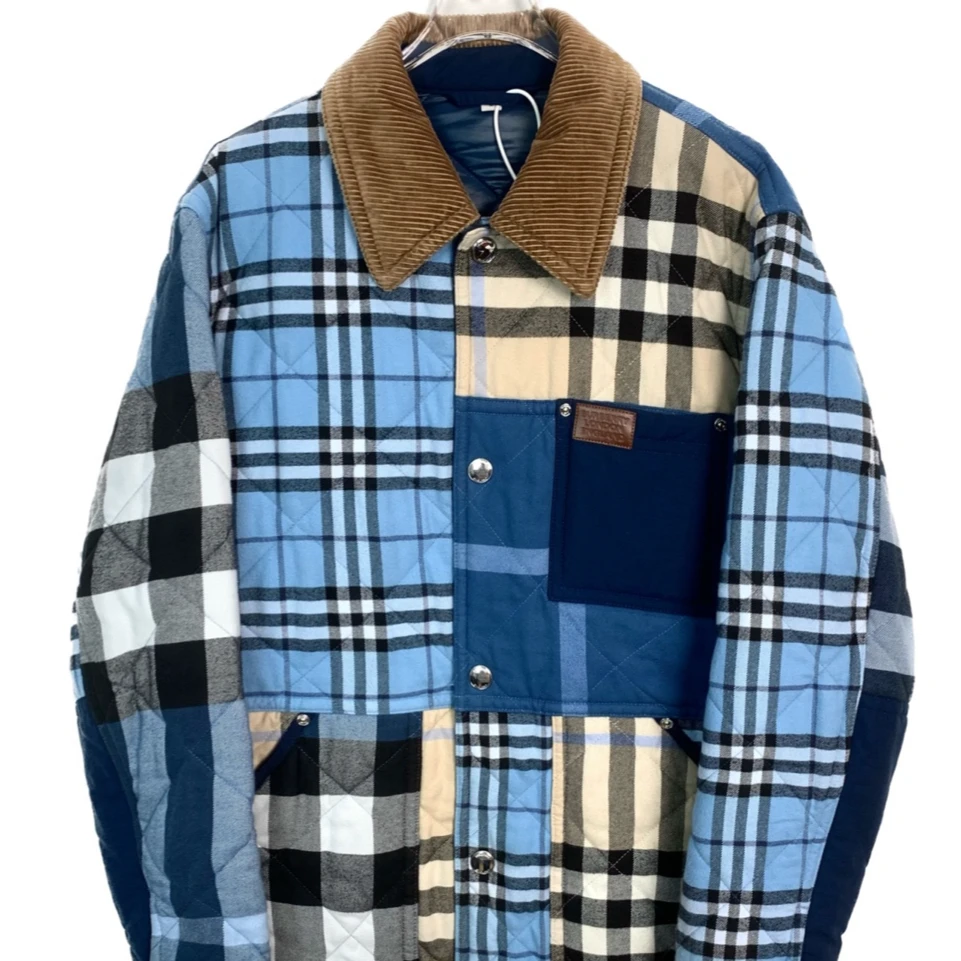 95新 007647 Burberry 博柏利 新拼色尼龙翻领棉服外套 拼色 M码