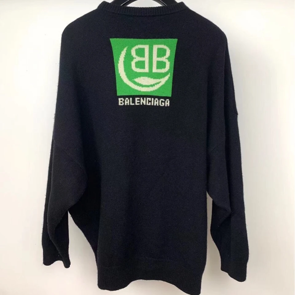 95新 000241 Balenciaga巴黎世家环保字母LOGO 山羊绒毛衣针织衫