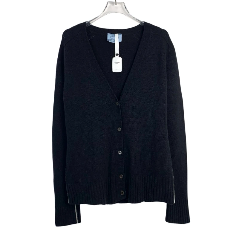 99新 009203 Prada 普拉达 V领黑色针织开衫外套 44码