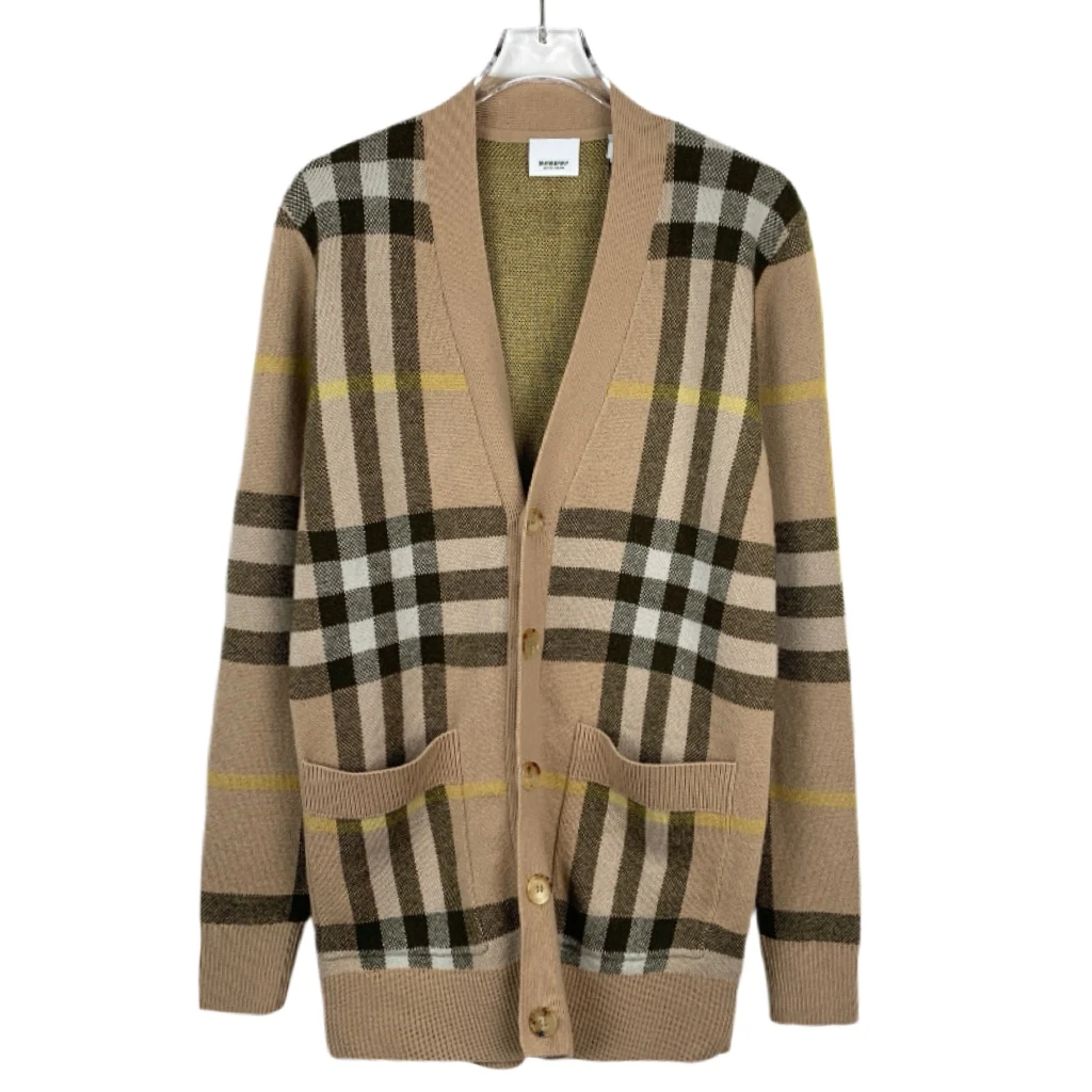 99新 HM 012953 9K Burberry 博柏利 格纹羊毛混山羊绒针织 XS码