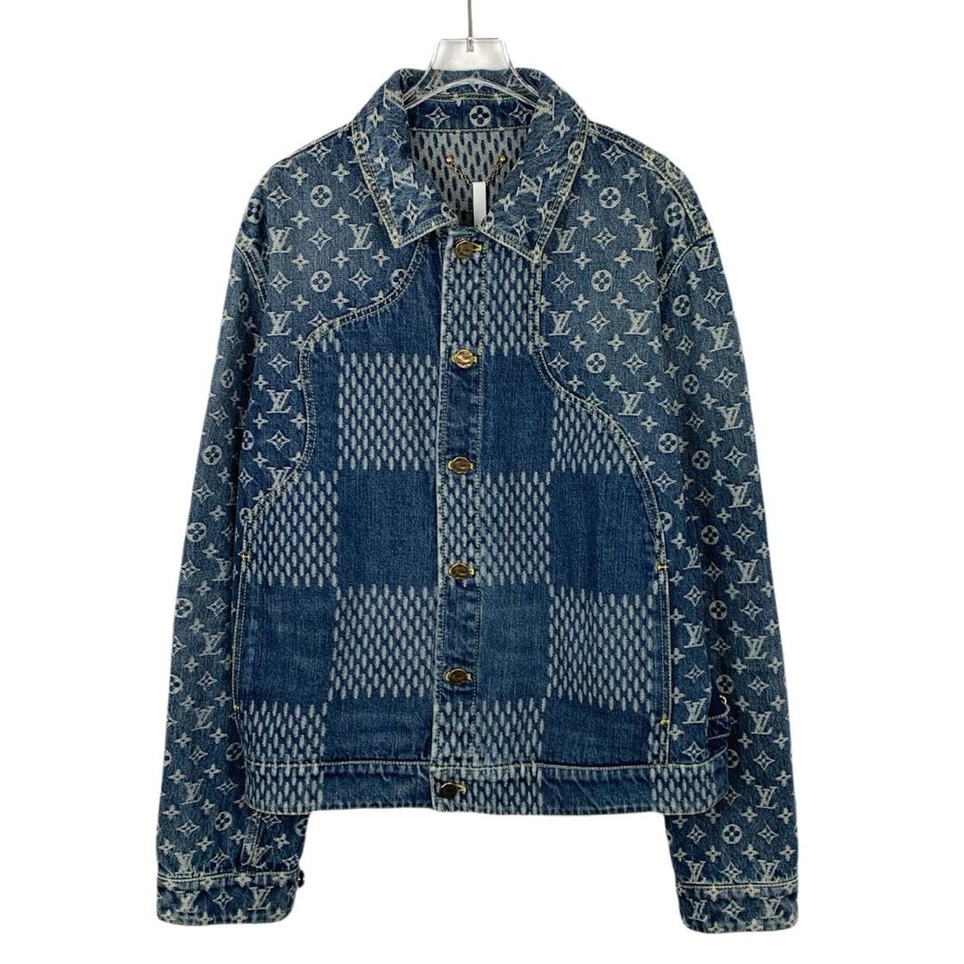017621 LouisVuitton Nigo2联名款老花满印蓝色棉质牛仔夹克外套