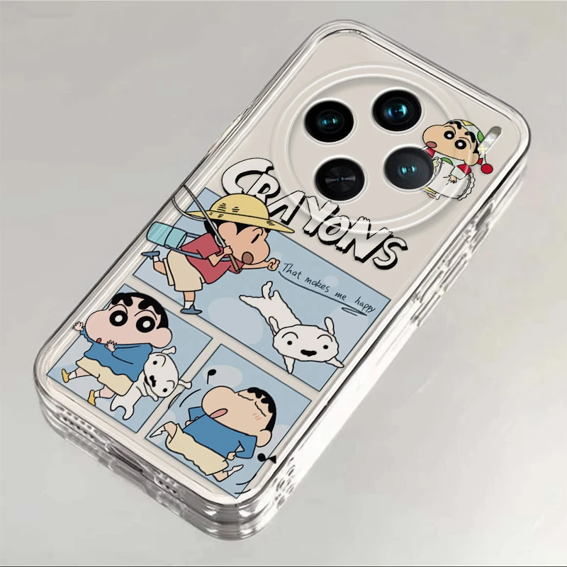 vivoX100适用手机壳蜡笔小新秋游卡通透明全包软硅胶防摔保护男