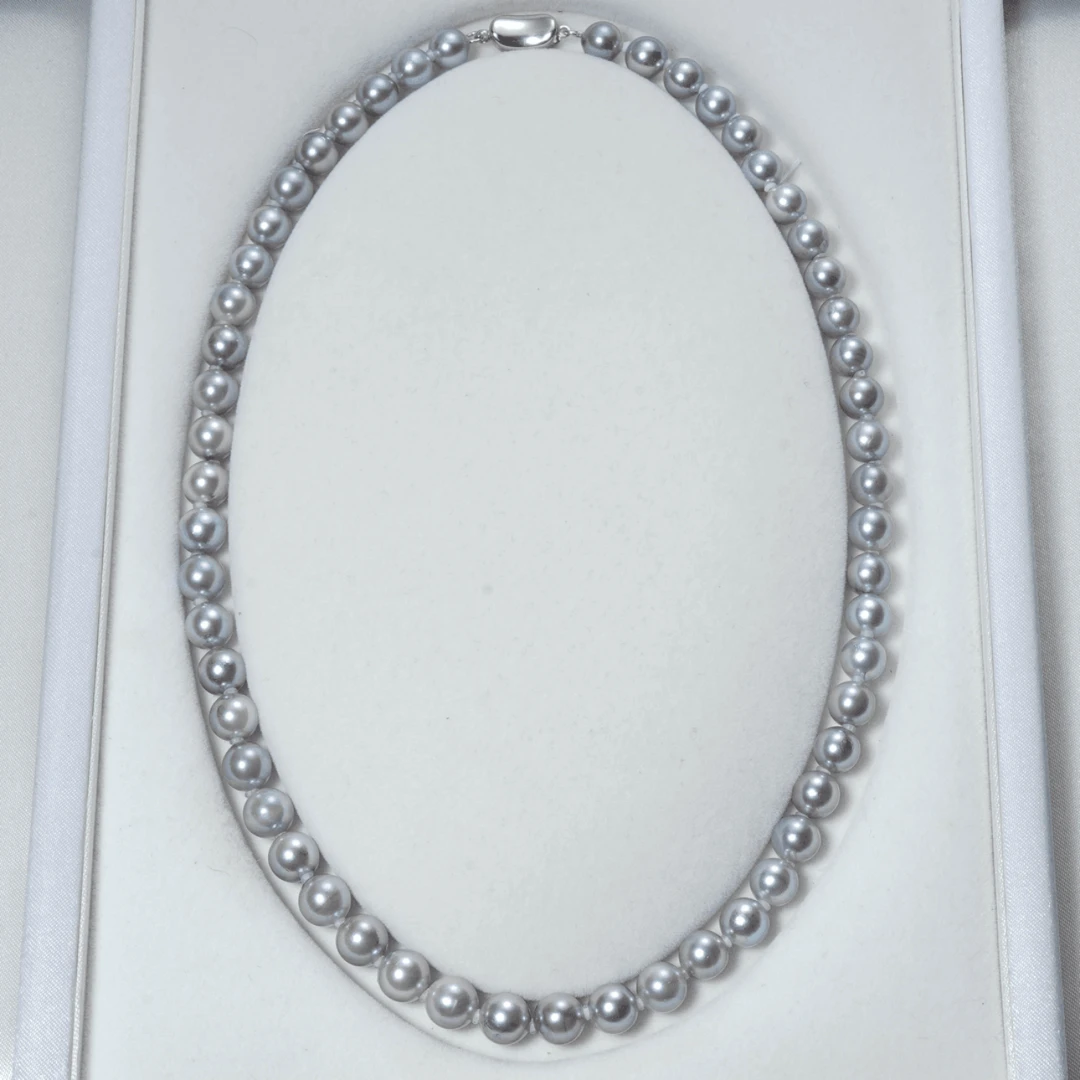 【鹿鹿】天然海水珍珠真多麻蓝玫瑰项链真科研大证7-8mm