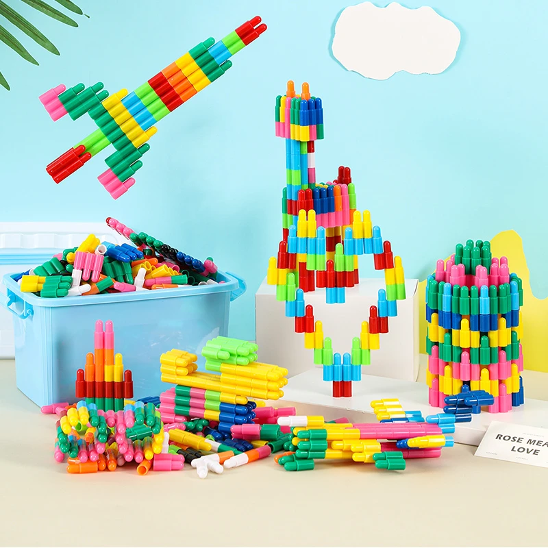 儿童塑料拼插火箭子弹头积木拼装益智玩具5幼儿园宝宝男孩女孩6岁