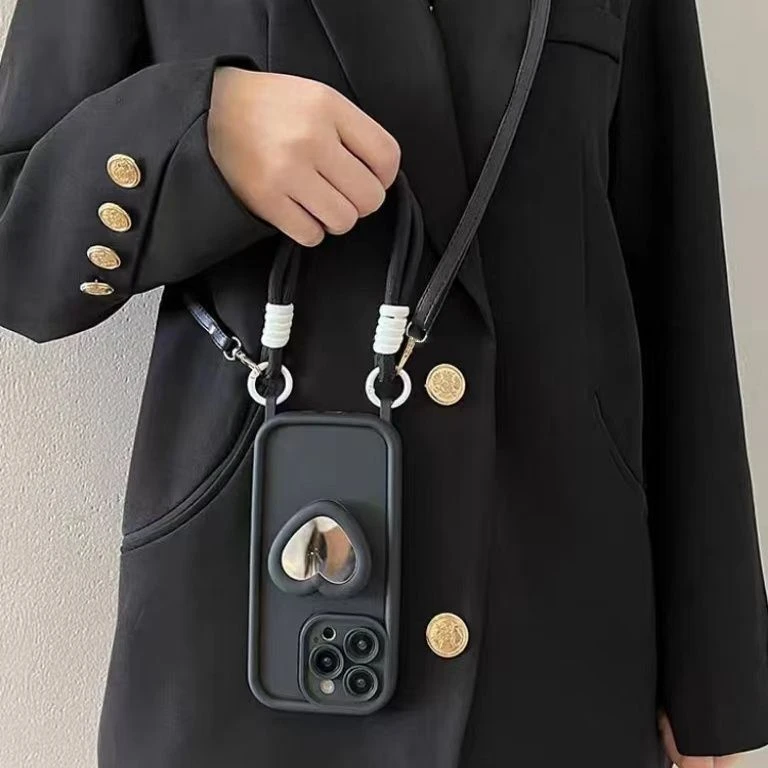 ins爱心镜子支架苹果15promax手机壳14pro简约iPhone13女12/11潮