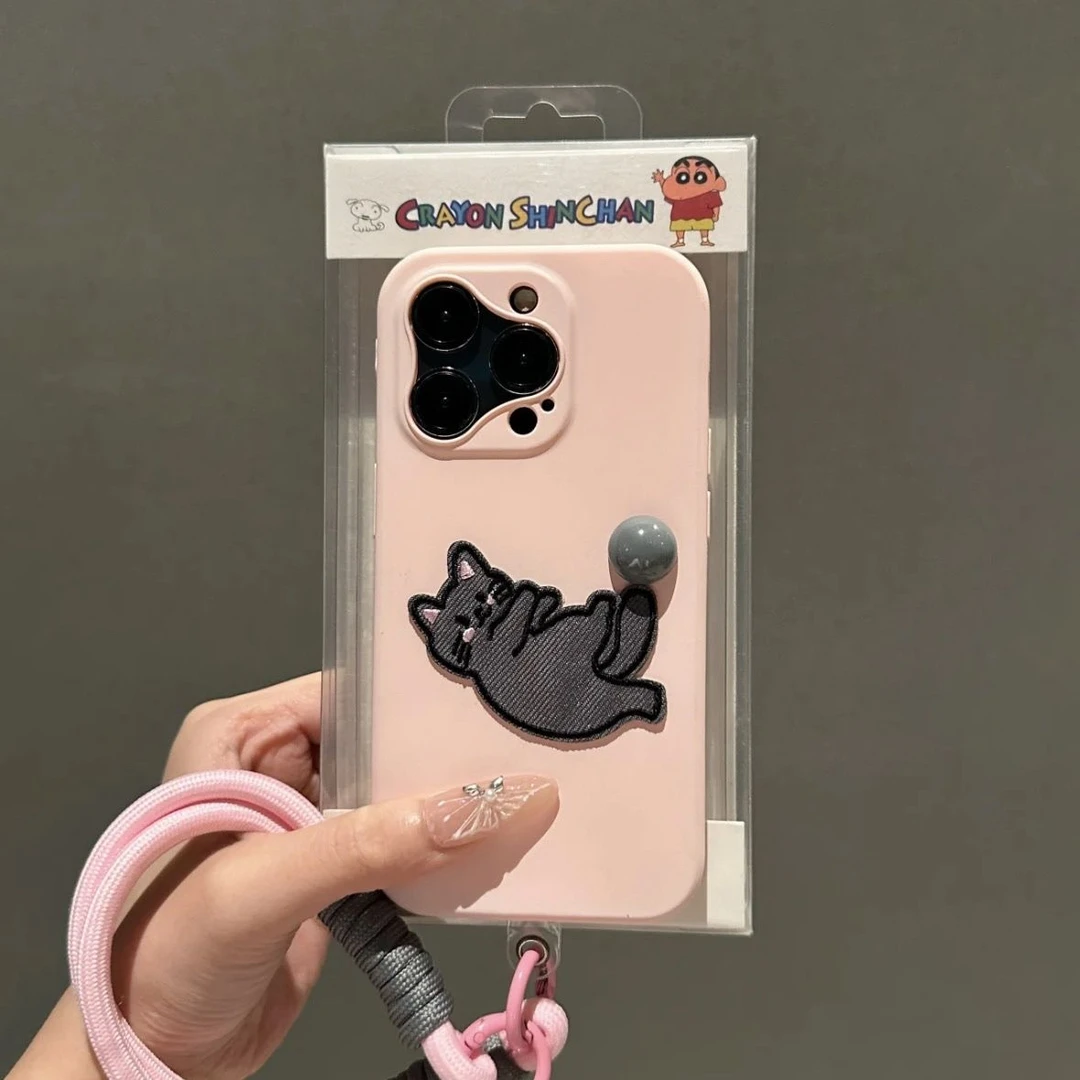 粉底立体卡通灰猫适用苹果15promax手机壳iphone14保护套13女款12