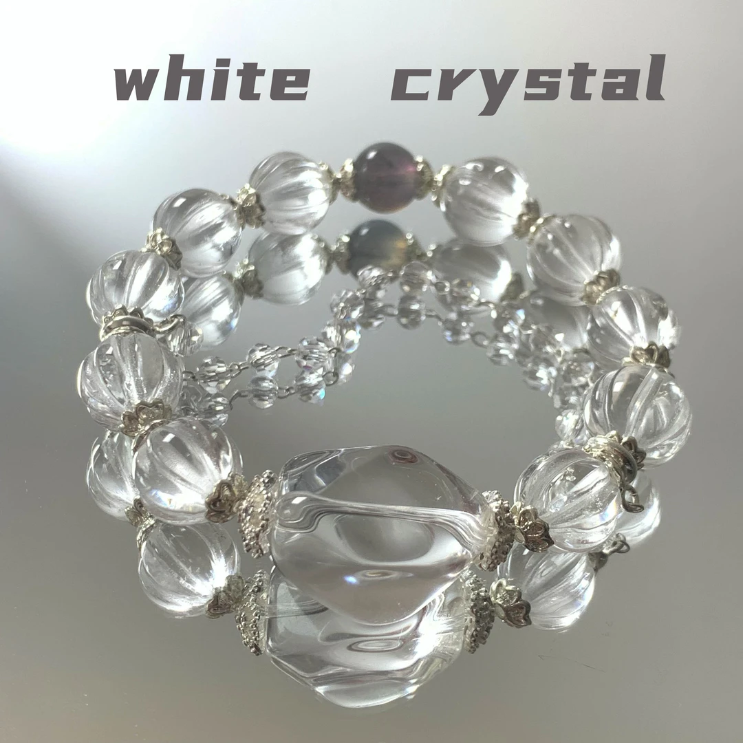 《叩问心莲》XL39 白水晶手链 多样性发颜色微差 发货件数一