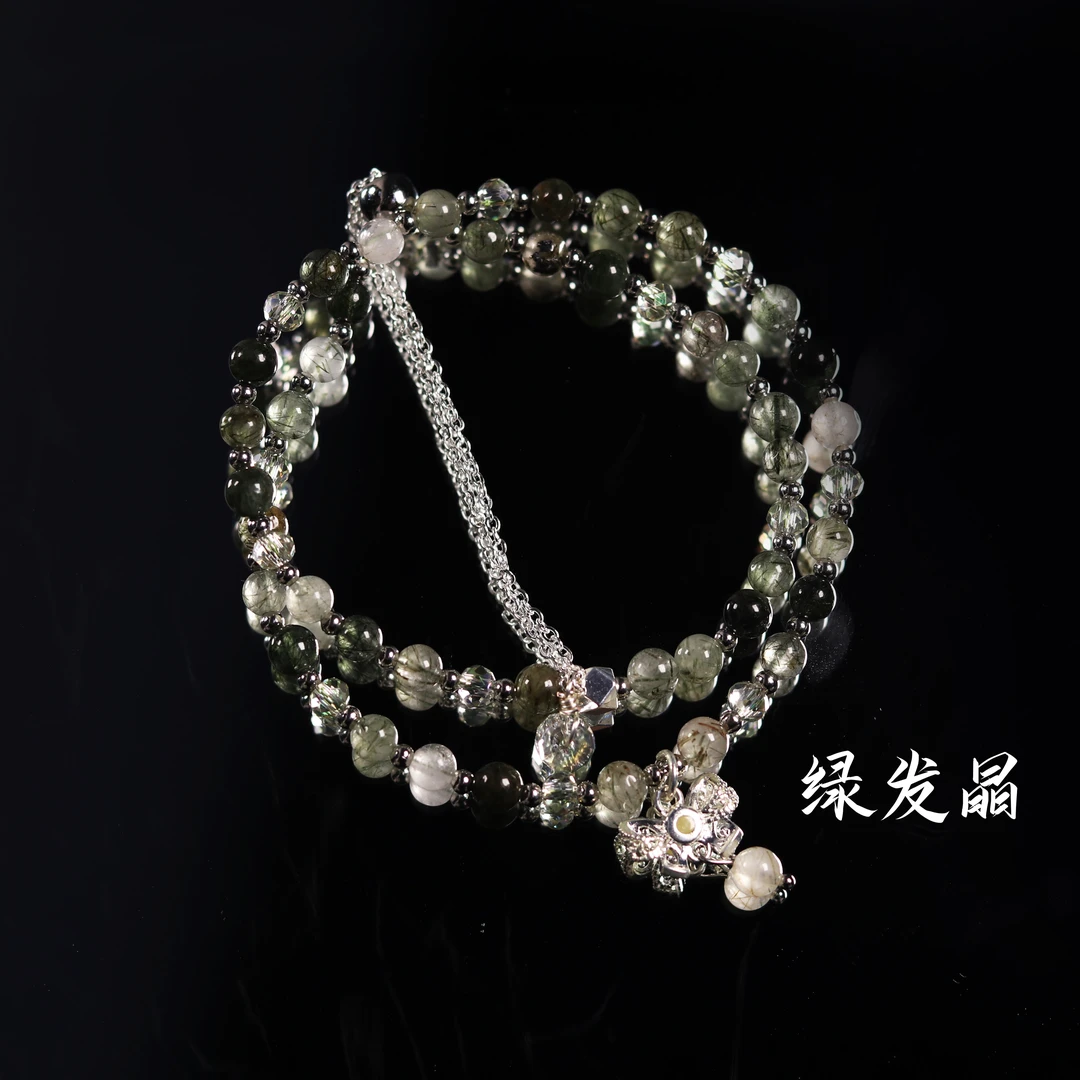 绿发晶双圈蝴蝶结手链 K211 多样性发颜色微差 发货件数一