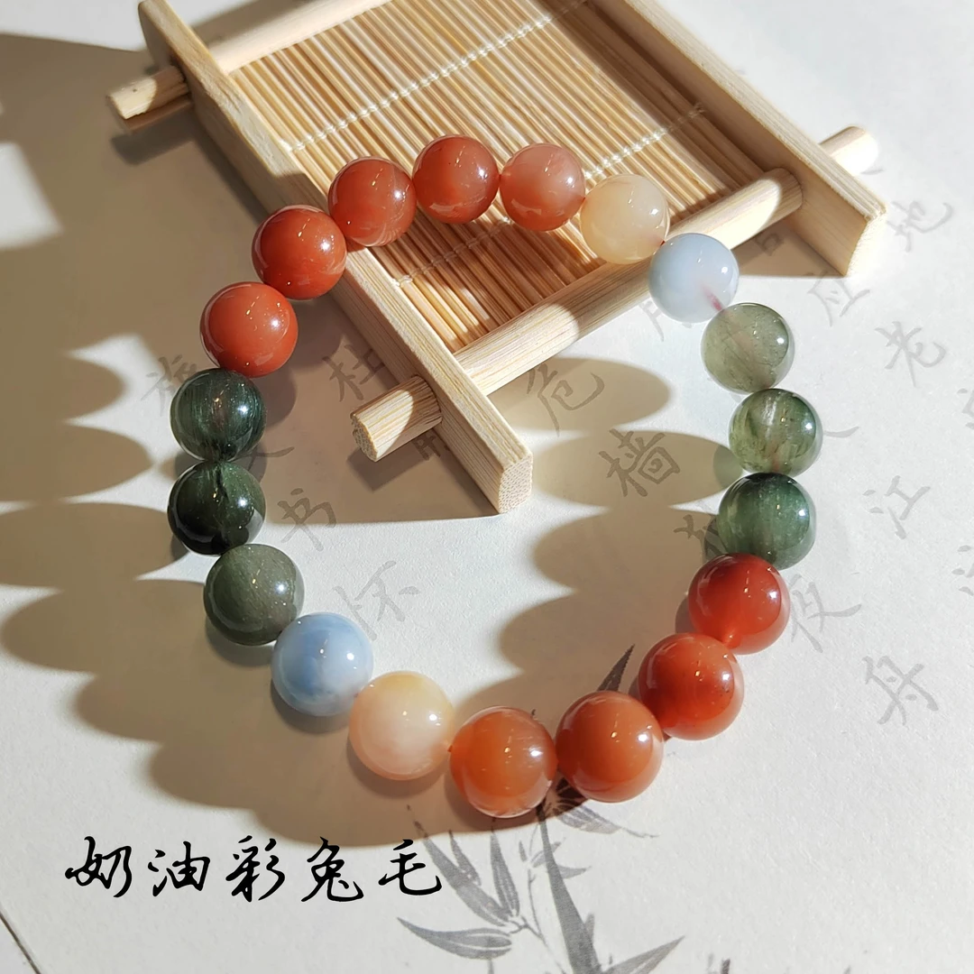 奶油彩兔毛水晶手链 XL133 多样性发颜色微差 发货件数一