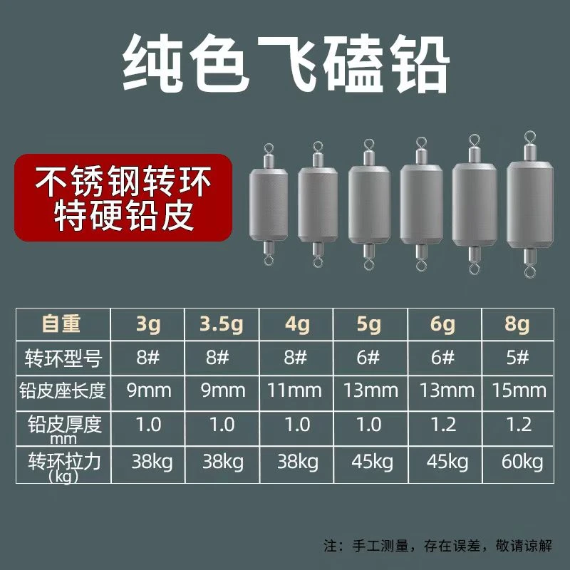 老渔翁江湖流防诈铅 纯色不锈钢飞磕铅 超硬八字环一体三枚装