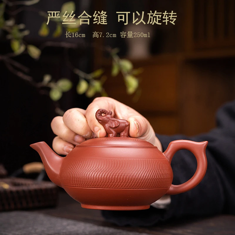 可提可旋转凤鸣壶朱泥大红袍紫砂壶纯手工大号西施壶功夫茶大容量