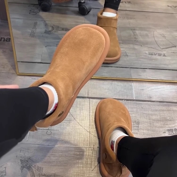 欧洲站棉鞋2025年冬季新款百搭勃肯鞋加绒保暖平底休闲短靴女款