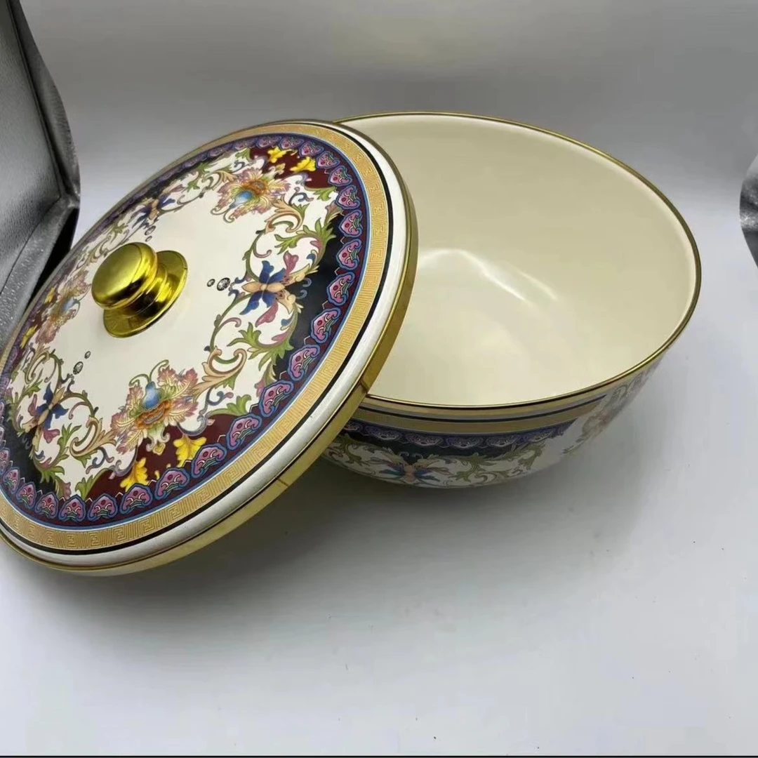 28cm珍品宫庭风和面盆珐琅搪瓷汤盆/猪油盆