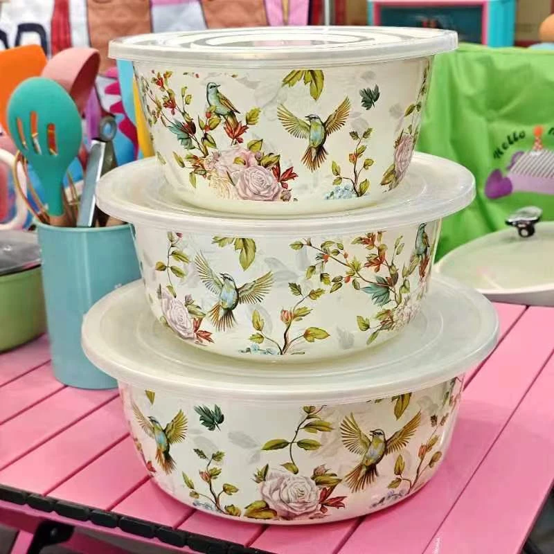 微瑕花鸟三件套和面盆/（慎拍）