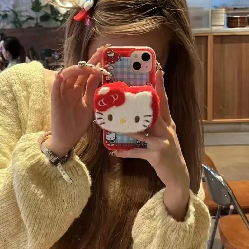 毛绒凯蒂猫适用iPhone16可爱15/13手机壳1412苹果14promax双层IMD