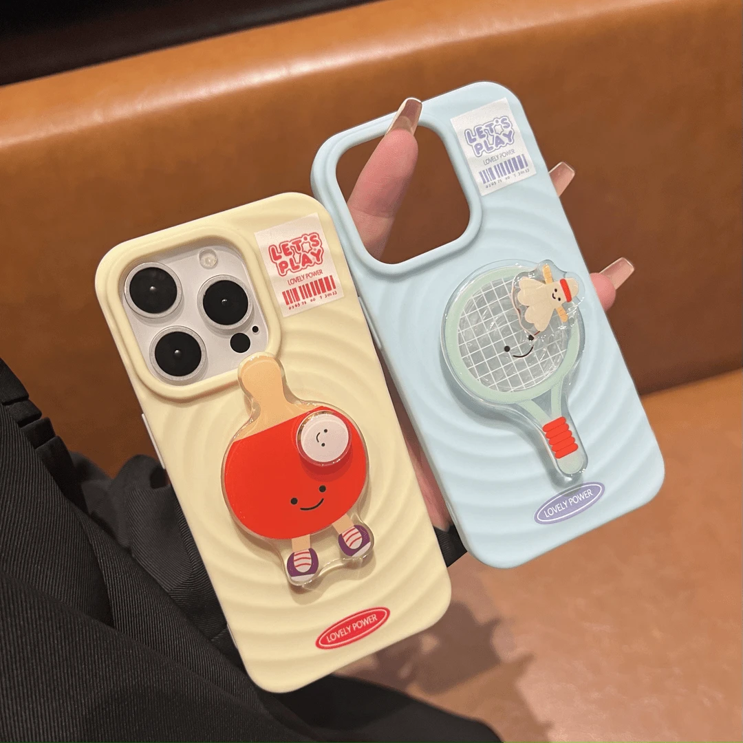 卡通波漾乒乓球笑脸适用苹果13防摔iPhone15promax情侣创意15/14