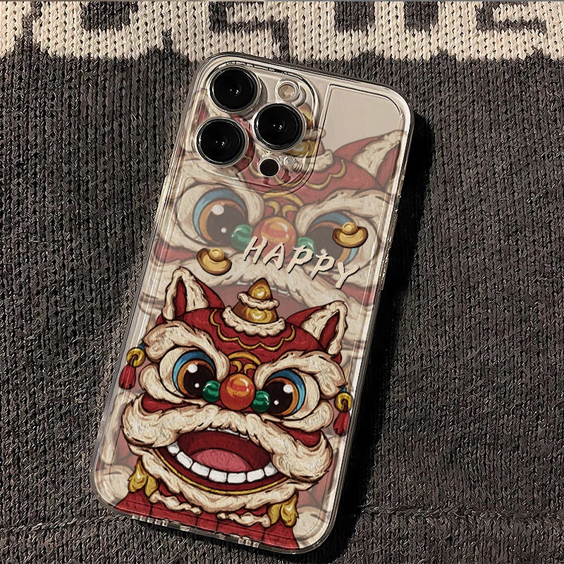 happy舞狮太空壳苹果14/13手机壳iPhone15promax12趣味11创意xrxs