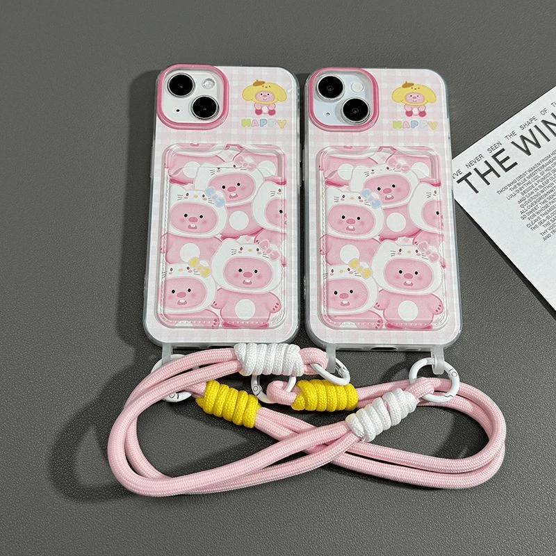 kt猫头套露比小猫适用苹果15promax手机壳iPhone16/14卡包13/挂绳