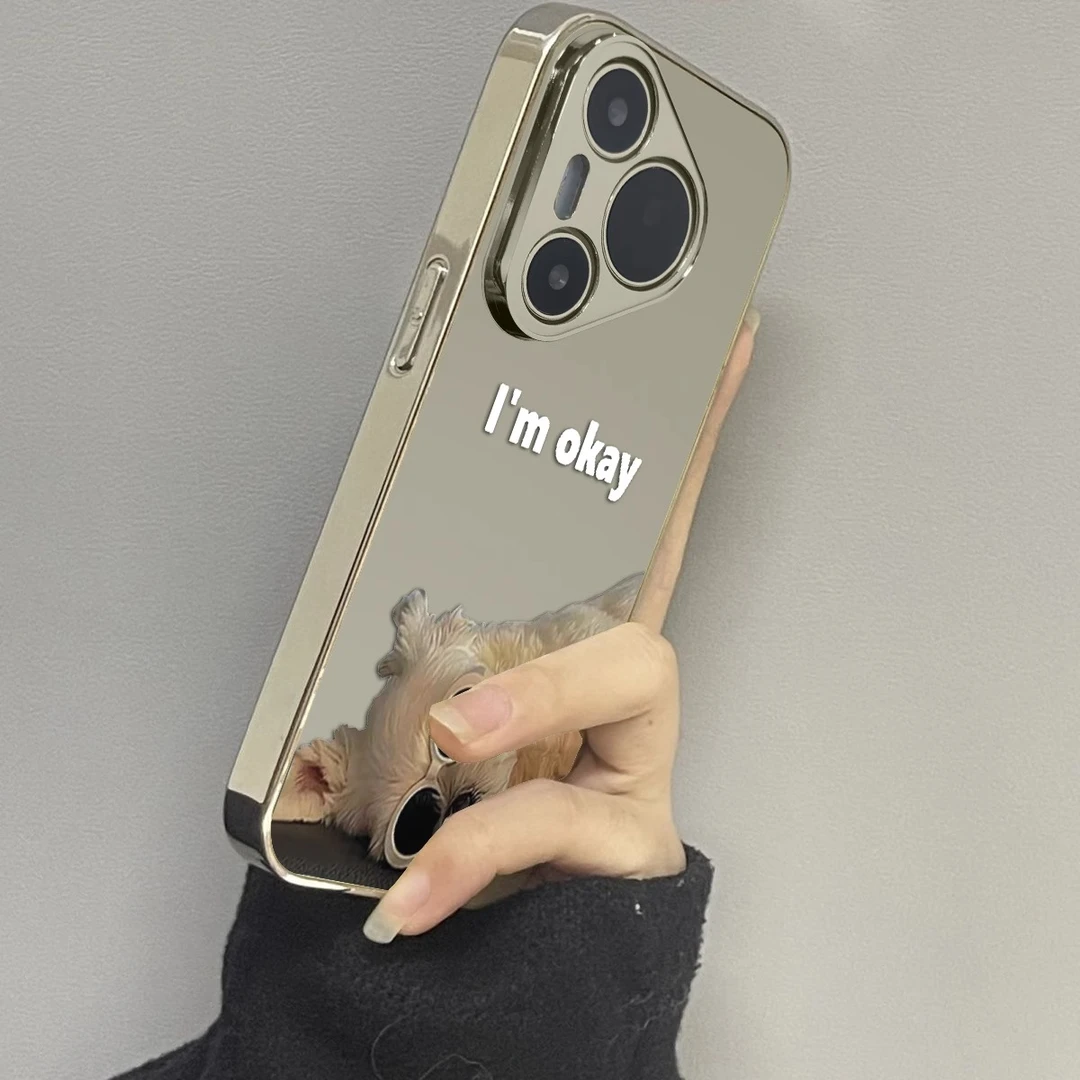 墨镜狗狗适用华为pura80ultra手机壳电镀mate60pro+保护套镜面ins