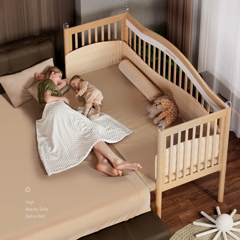 hagaday哈卡达婴儿拼接床实木榉木加宽大人可睡儿童宝宝大床防摔